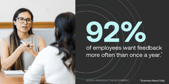 92% of employees want feedback more often than once a year